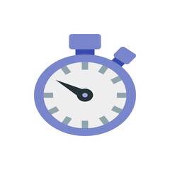 Poster - Illustration of a periwinkle stopwatch with a black hand pointing left on a white background face clock