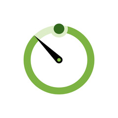 Poster - Illustration of a circular gauge with a black needle pointing towards the green and light green area