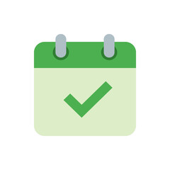 Poster - Illustration of a green calendar icon with a checkmark indicating a task completed on the schedule date
