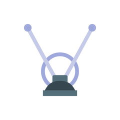 Poster - Illustration of a television antenna with two rods a circular loop and a base in pastel colors