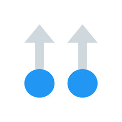 Poster - Two blue circles each connected to a gray arrow pointing upwards on a white background in a simple style
