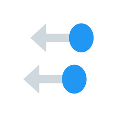 Poster - Two arrows pointing left with blue circles on the right side against a white background plain scene