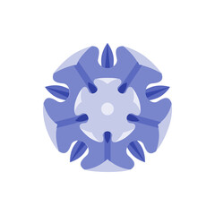 Poster - Stylized floral design with symmetrical petals and a central circular element in shades of blue and light gray