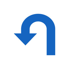 Aufkleber - a blue u turn arrow pointing downwards on a white background indicating a change in direction sign