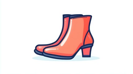 Wall Mural - a fun cartoon icon of boots on a plain white backdrop represents footwear, adding a playful touch to