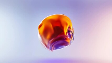 Poster - abstract blue and gold fluid sphere background for science presentation. 3d liquid orb with smooth g