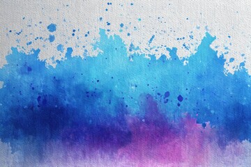 Poster - Abstract watercolor painting with blending blue, purple, and white colors, creating a vibrant and artistic background on canvas texture, suitable for graphic design projects.