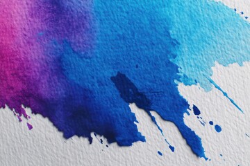 Poster - Vibrant watercolor wash with flowing hues of pink and blue on textured paper, creating an abstract and visually stunning artistic effect. High resolution detail visible.