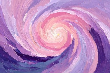 Poster - An abstract oil painting with swirling pink and purple hues creating a mesmerizing, dreamlike effect, evoking a sense of tranquility and artistic expression with its vibrant colors.