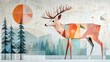 © ProPhotos - Fragmented cubist deer standing in a surreal forest where trees float in midair, the animal's antlers forming sharp, geometric lines.