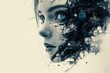 © free - A striking portrait of a woman, digitally merged with mechanical elements.