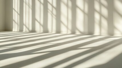 Fototapete - Abstract Light and Shadow Patterns on White Wall and Floor