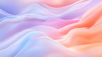 Fototapete - Abstract Pastel Wave Background: Soft Pink, Blue and Orange Gradient