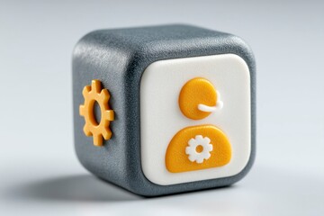 Poster - Configurable Cube with Gear and Settings Icons for Technology and User Interface Design