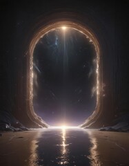Wall Mural - shimmering portal, cosmic waves ripple across its surface, ethereal glow , celestial, dazzling, vibr
