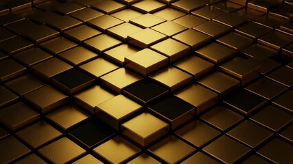 Golden Cubes Pattern Background with Geometric Design and Luxury Metallic Texture