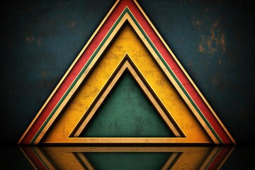 Poster - geometric design with layered triangles and vibrant colors.