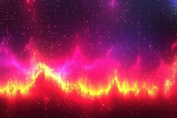 Fototapete - Vibrant, fiery cosmic flames against a starry night sky.