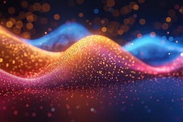 Fototapete - Abstract digital landscape of vibrant particles.