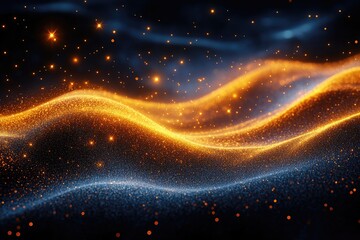Fototapete - Abstract digital design with glowing particles.