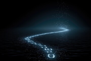 Poster - Mysterious luminous path through dark water.