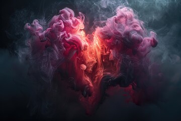 Poster - Intricate swirling patterns of vibrant color in a heart shape.