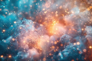 Poster - Abstract digital artwork of swirling colors and particles.