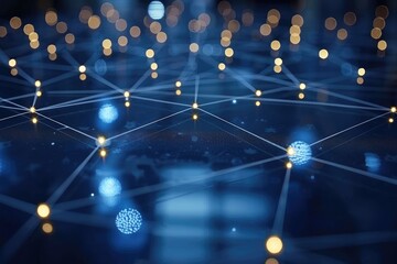 Fototapete - Abstract network design with illuminated nodes.