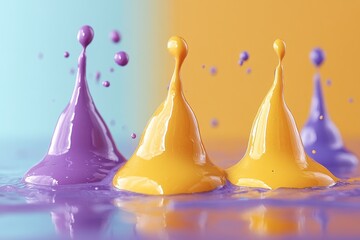 Poster - vibrant color splashes on a liquid surface.