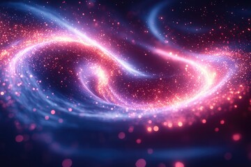 Poster - Abstract swirling design with glowing particles.