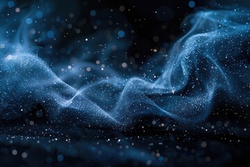 Fototapete - Abstract digital design of shimmering blue particles.