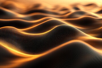 Fototapete - Abstract digital landscape with warm golden tones.