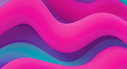 Poster - Abstract background with flowing shapes in shades of pink purple and teal creating a vibrant design