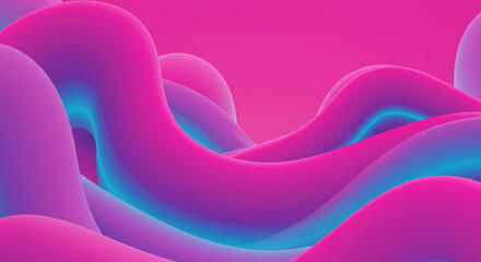 Poster - Abstract pink and blue gradient waves creating a smooth and flowing surface in a modern design