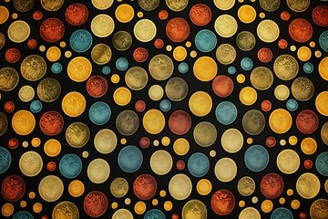 Poster - colorful circular pattern on a dark background.
