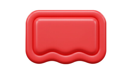 Aufkleber - a glossy red rectangular object with rounded edges and a wavy bottom on a white background