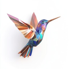 Poster - Geometric hummingbird design in vibrant colors.