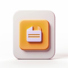 Poster - Orange square button icon with a factory-like symbol.