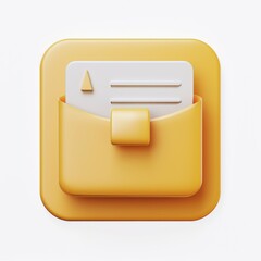 Poster - 3d rendered icon of a mustard yellow file folder.