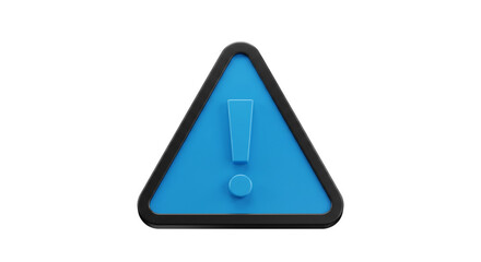 Poster - A blue triangle with a black border and a blue exclamation point inside on a white background
