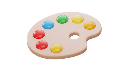 Aufkleber - A cartoonish artist palette with various colors on a white background in a studio shot style