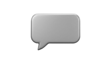 Poster - A single gray speech bubble with a rounded rectangular shape on a plain white background in a studio shot