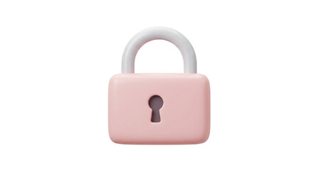 Poster - A pastel pink padlock with a white shackle on a white background in a minimalist style image