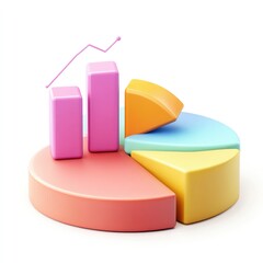 Poster - Colorful bar and pie charts illustrate data comparisons.