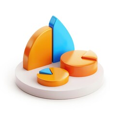 Poster - Colorful, 3d pie charts displayed on a circular platform.
