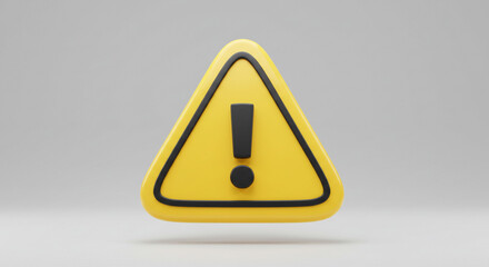 Poster - A yellow triangular warning sign with a black border and a black exclamation point in the center