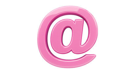 Poster - A pink at symbol on a white background in a close up shot with glossy and shiny look and feel to it