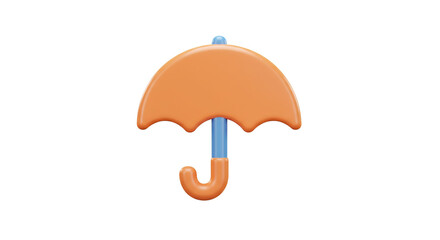 Leinwandbilder - Isolated cartoon umbrella with orange canopy and blue handle on a plain white background