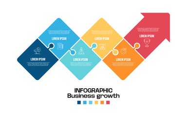 Poster - infographic business growth arrow template. Infographic 6 steps to success. Vector illustration. vector eps 