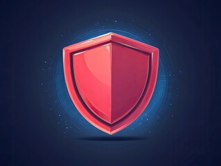 Poster - red shield with glowing blue background digital illustration for data protection